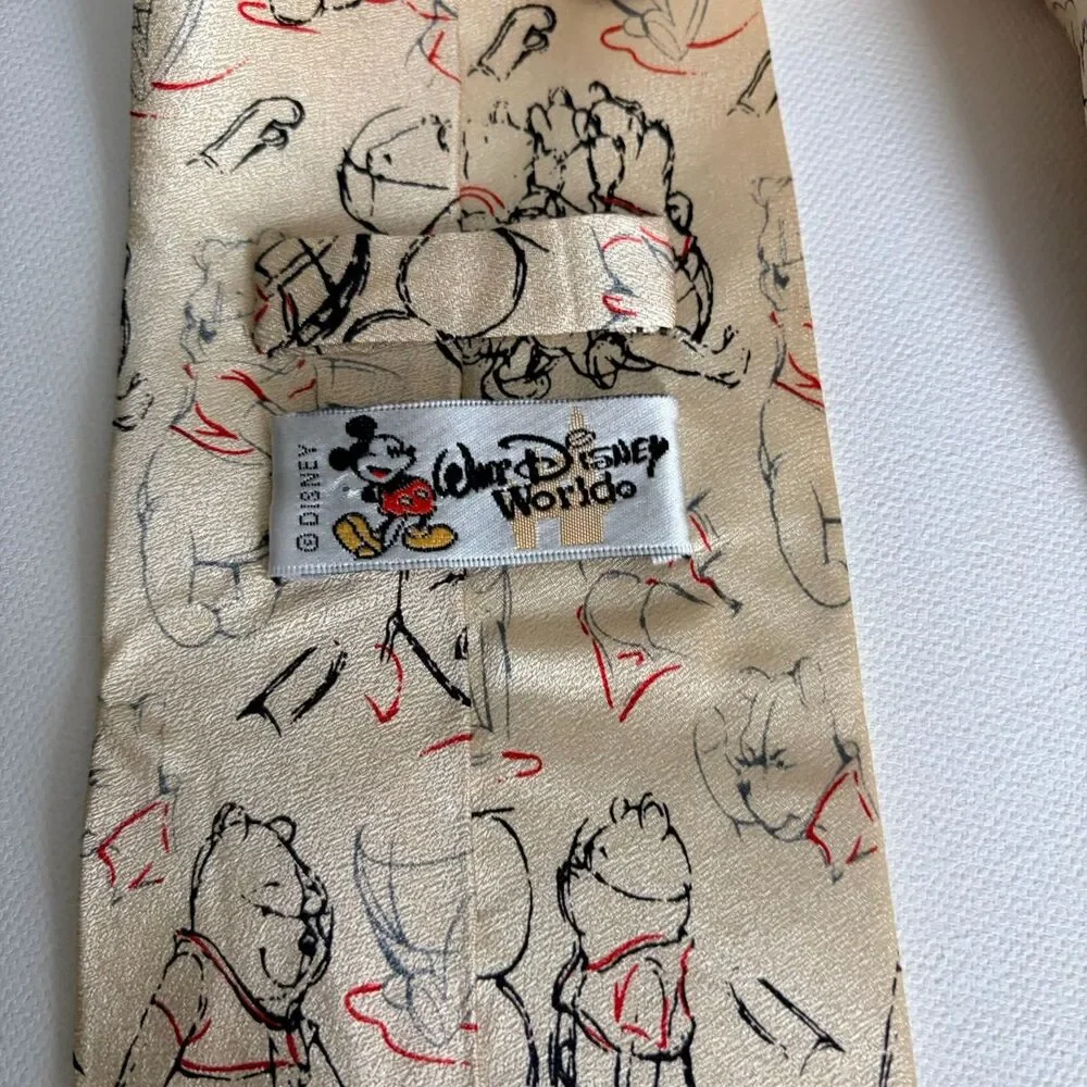 Vintage Cream Disney Tie Sketch Animation Drawing Winnie The Pooh 59” L